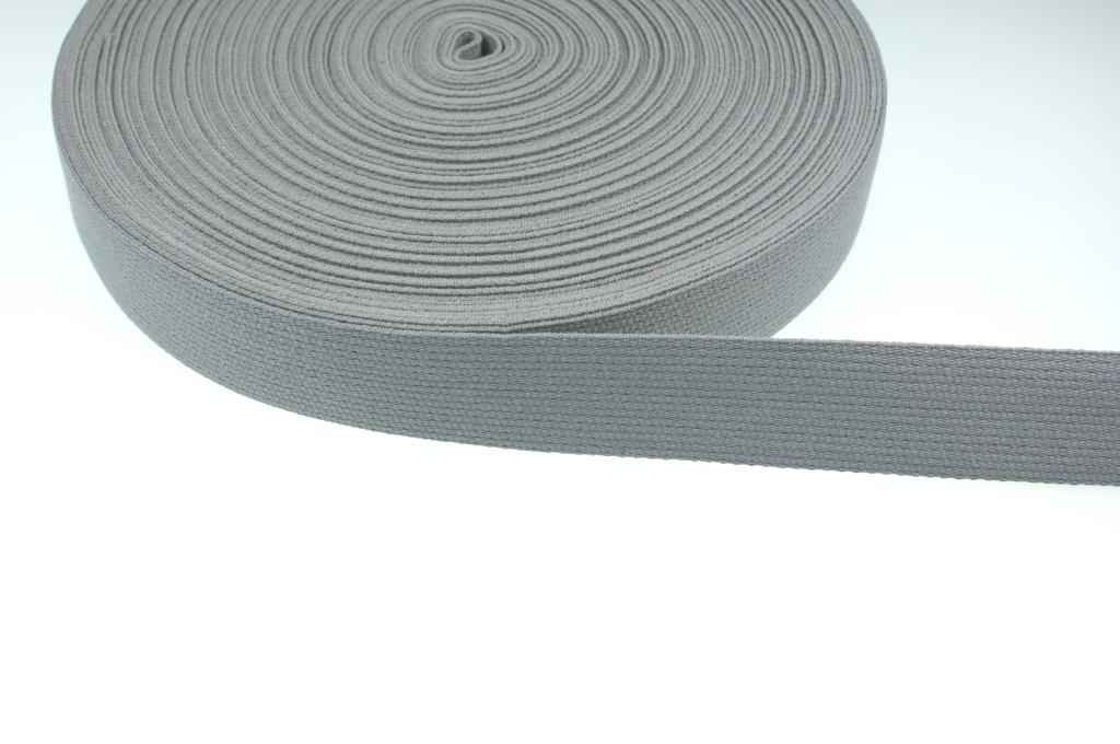 Bild von 1m Baumwollgurtband - 1,2mm dick - 30mm breit - Farbe: Grau