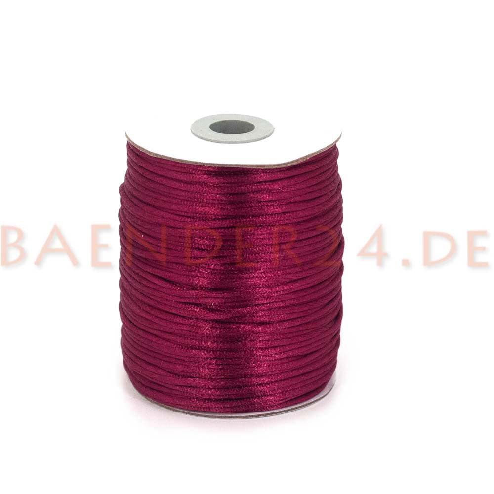 Bild von 100m Rolle Satinkordel -  2mm stark - Farbe: weinrot