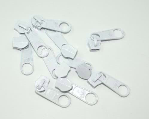 Bild von Zipper für 10mm Reißverschlüsse, Farbe: weiß, 10 Stück