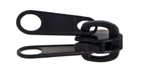 Zipper für 10mm Reißverschlüsse - beidseitig bedienbar - Schwarz, 10 Stück.