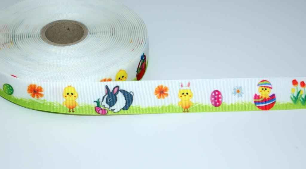 Bild von 1m Bedrucktes Band aus Polyester, 20mm breit - Ostern mit Kaninchen