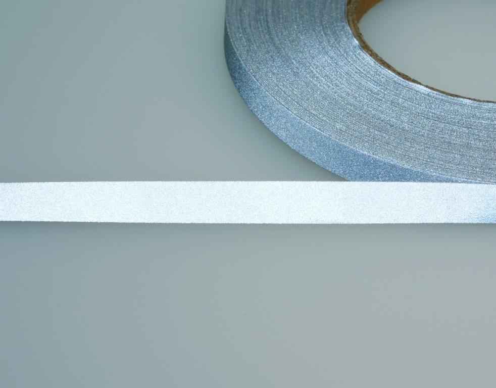 50m Reflektorband 10mm breit - silber - zum Aufnähen - geprüft nach EN ISO  20471.