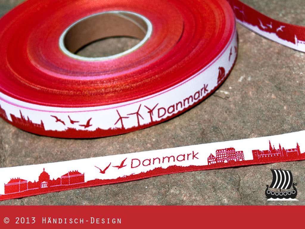 Bild von 1m SKYLINE Webband - 16mm breit - DANMARK rot/weiß