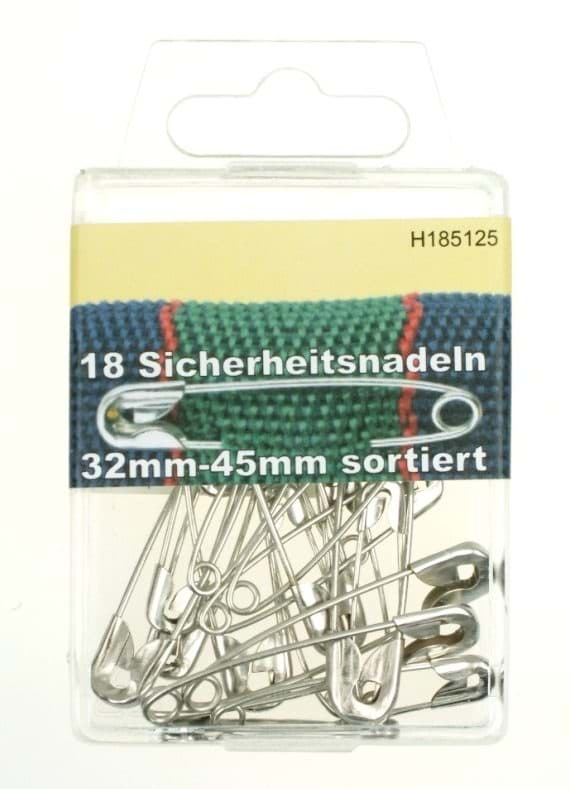 Bild von Sicherheitsnadeln - Größe 32 - 45mm - silber - 18 Stück