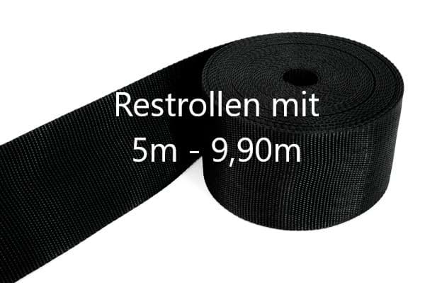 Restpostenbox 80mm breites PP-Gurtband 1,4mm stark, 50m - schwarz (UV)