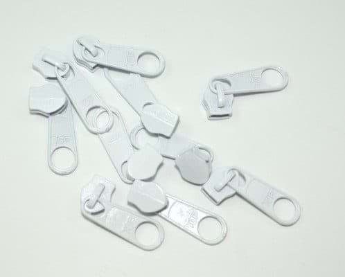 Bild von Zipper für 3mm Reißverschlüsse, Farbe: Weiß - 10 Stück