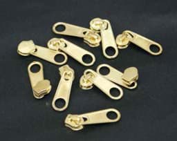 Bild von Zipper für 3mm Reißverschlüsse, Farbe: Goldfarben - 10 Stück