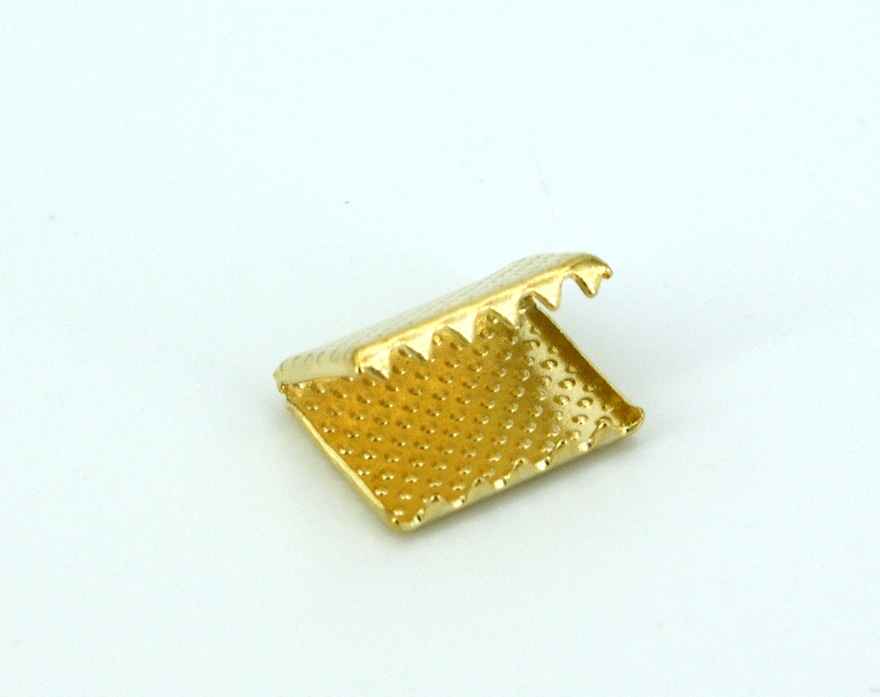 Bild von Metallenden für Flachkordel / Gurtband - 15mm breit - goldfarben - 10 Stück