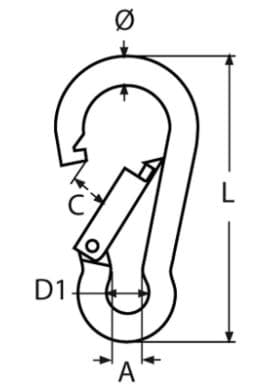Bild von Feuerwehr Karabinerhaken - 80 x 8mm - schwarz - 1 Stück