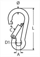 Bild von Feuerwehr Karabinerhaken - 80 x 8mm - schwarz - 10 Stück