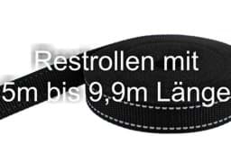 Bild von Restpostenbox 20mm breites PP-Gurtband 1,4mm stark, 25m - schwarz mit Reflektorstreifen (UV)