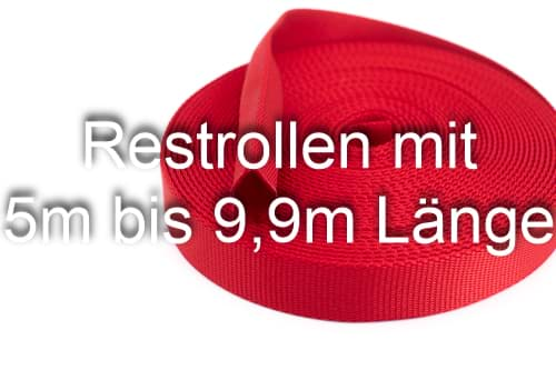 Bild von Restrollen 20mm breites Schlauchgurtband, 25m - rot (UV)