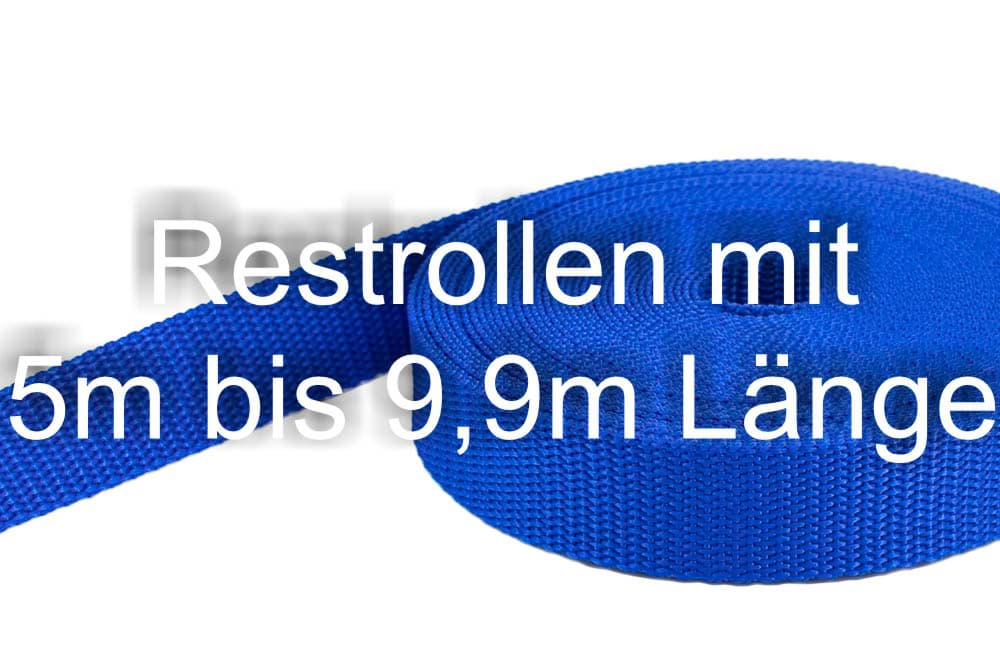 Bild von Restpostenbox 30mm breites PP-Gurtband 1,4mm stark, 25m - königsblau (UV)