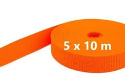 Bild von Sonderposten 25mm breites PP-Gurtband 1,4mm stark, 50m - orange (alter Farbton) (UV) *verschmutzt / Webfehler*