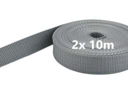 Bild von Sonderposten 25mm breites PP-Gurtband 1,4mm stark, 20m - grau (UV) *verschmutzt*