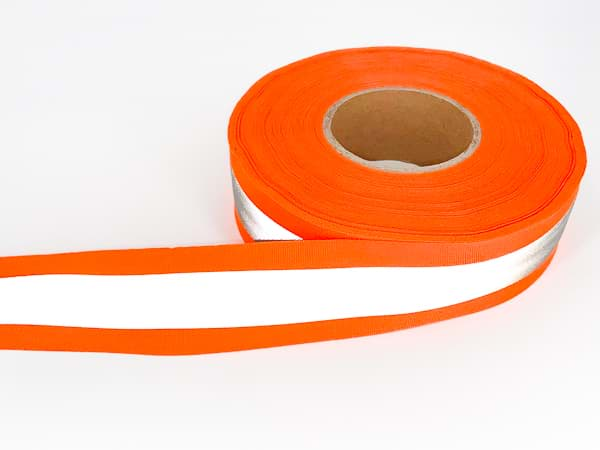 Bild von 50m Reflektierendes Band / Reflektorband 50mm breit - leuchtorange - zum Aufnähen