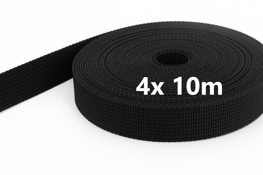 Bild von Sonderposten 25mm breites PP-Gurtband 1,8mm stark, 40m - schwarz (UV) *verschmutzt*