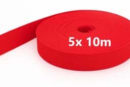 Bild von Sonderposten 40mm breites PP-Gurtband 1,8mm stark, 50m - rot (UV) *verschmutzt / Webfehler*