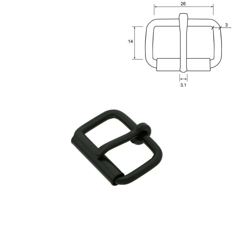 Bild von Rollschnalle - Schwarz - 26mm Durchlass - 10 Stück