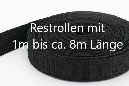 Bild von Restpostenbox 15mm breites PP-Gurtband 1,2mm stark, 25m - schwarz (UV)