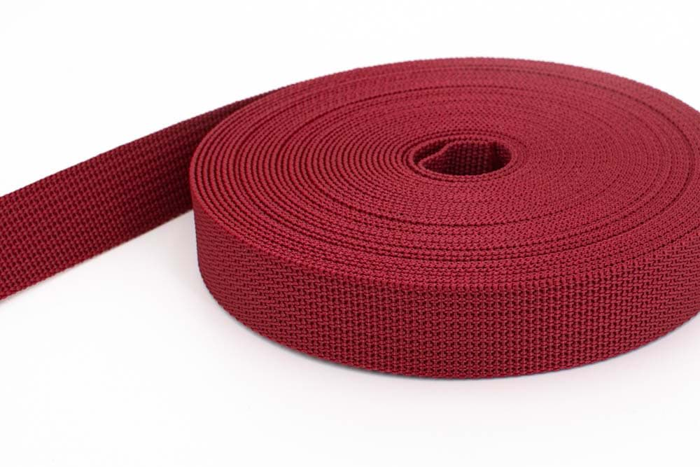 Bild von 10m PP Gurtband - 25mm breit - 1,8mm stark - bordeaux (UV)