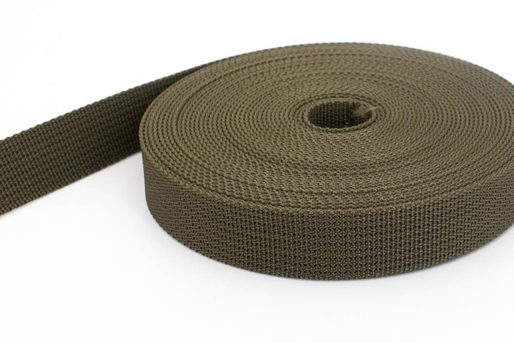 Bild von 10m PP Gurtband - 25mm breit - 1,8mm stark - khaki (UV)