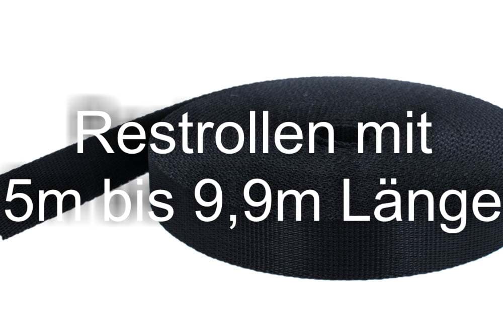 Bild von Restpostenbox 25mm breites PP-Gurtband 2mm stark, 50m - schwarz (UV)