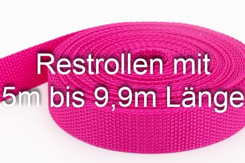 Restpostenbox 25mm breites PP-Gurtband 1,2mm stark, 25m - pink (UV)