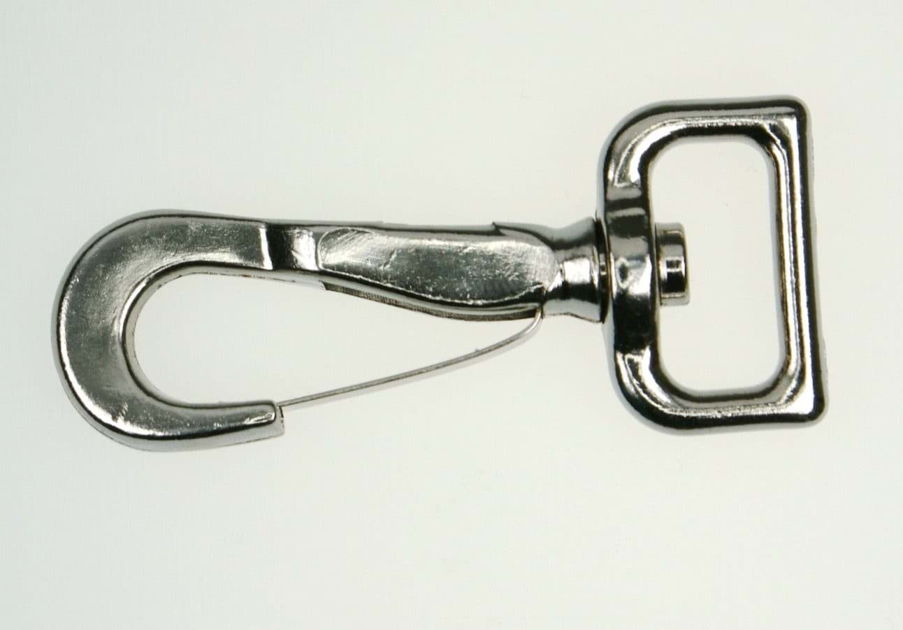 Bild von Blattfederhaken mit drehbarem Wirbel für 20mm Gurtband - 8,5cm lang - 1 Stück *ABVERKAUF*