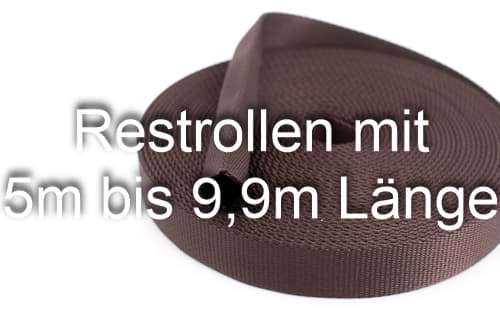 Bild von Restrollen 25mm breites Schlauchgurtband, 25m - dunkelbraun (UV)