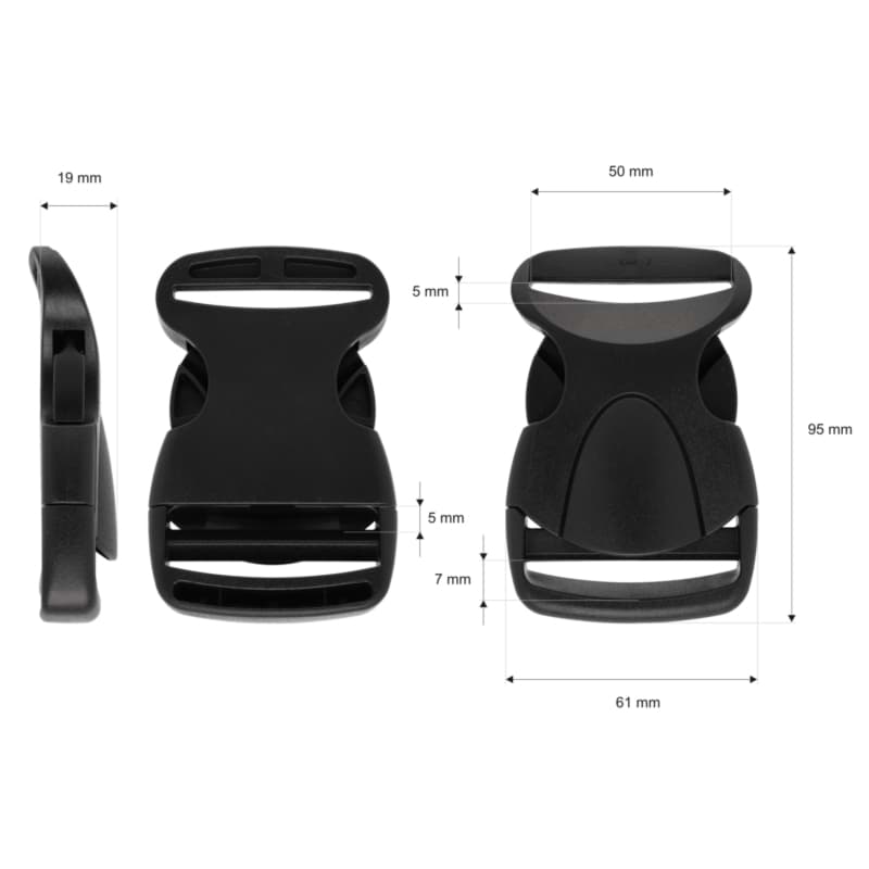 Bild von 50 Steckschließer aus Kunststoff - Modell BP 64 - für 50mm breites Gurtband