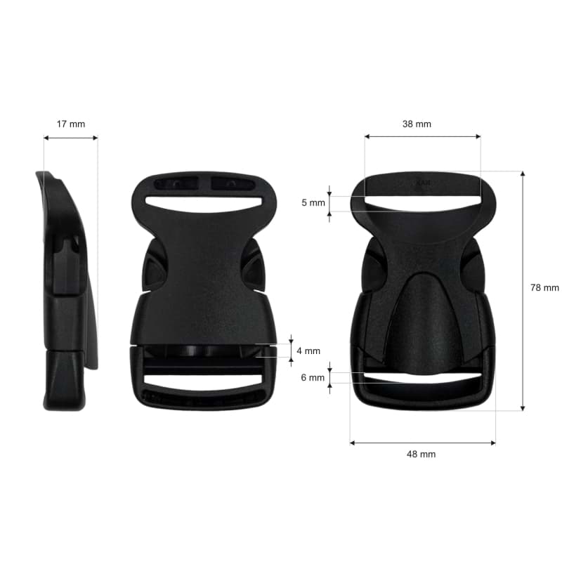 Bild von 50 Steckschließer aus Kunststoff - Modell BP 64 - für 40mm breites Gurtband
