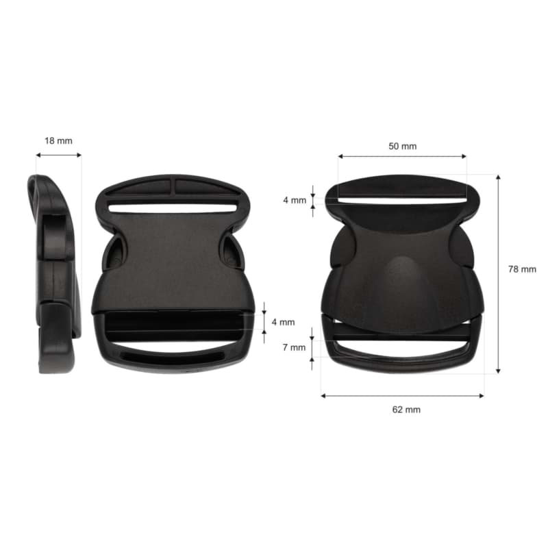 Bild von 50 Steckschließer aus Kunststoff - Modell BP 64 kurz - für 50mm breites Gurtband