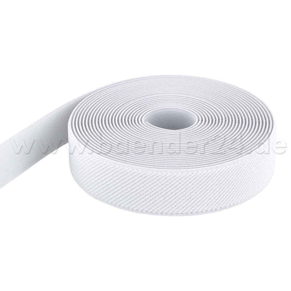Bild von 50m  Rolle Gummiband - Farbe: weiß - 25mm breit