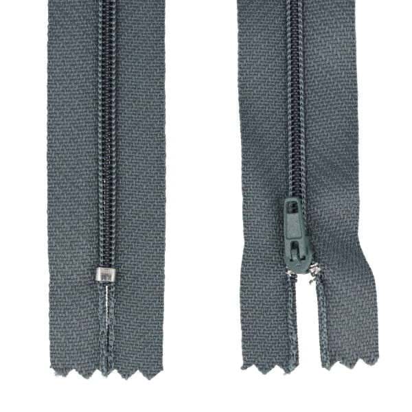 Bild von 25 Reißverschlüsse 3mm, 20 cm lang, Farbe: mittelgrau