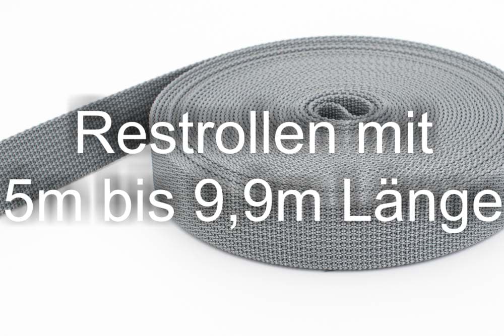 Bild von Restpostenbox 30mm breites PP-Gurtband 1,8mm stark, 25m - grau (UV)
