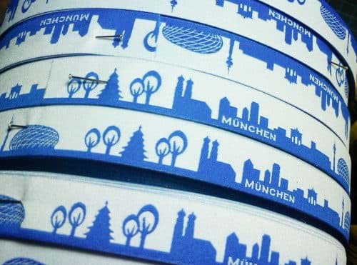Bild von 1m SKYLINE Webband - 16mm breit - MÜNCHEN blau/weiß