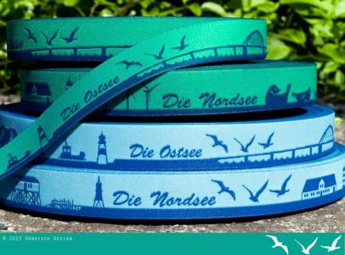 Bild von 1m SKYLINE Webband - 16mm breit - NORDSEE blau
