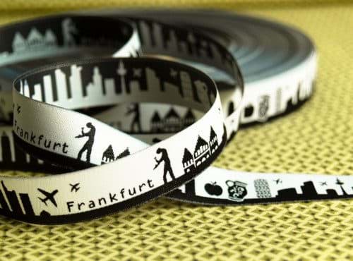 Bild von 1m SKYLINE Webband - 16mm breit - FRANKFURT schwarz/weiß