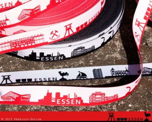 Bild von 1m SKYLINE Webband - 16mm breit - ESSEN schwarz/weiß