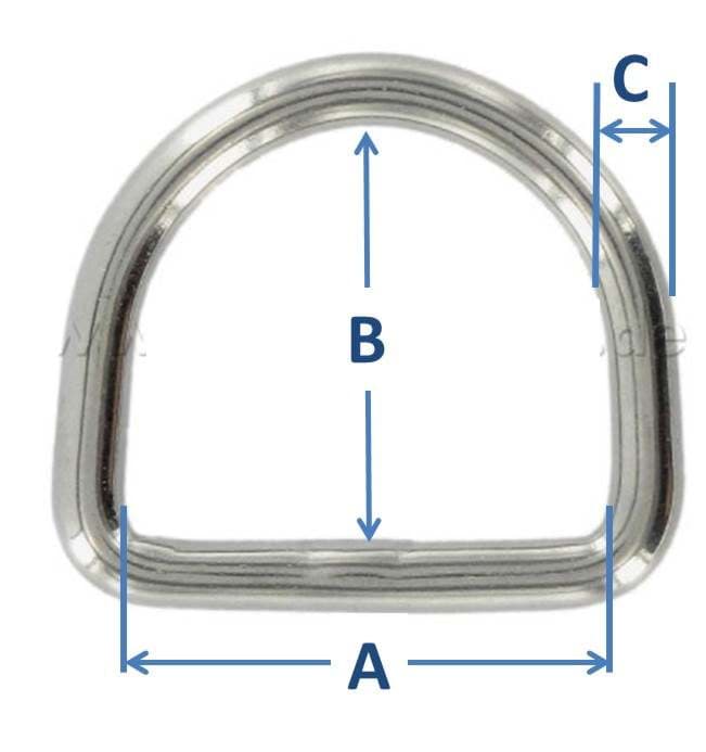 Bild von D-Ring aus V4A Edelstahl, 30mm Innenmaß, 4mm Stärke - 1 Stück