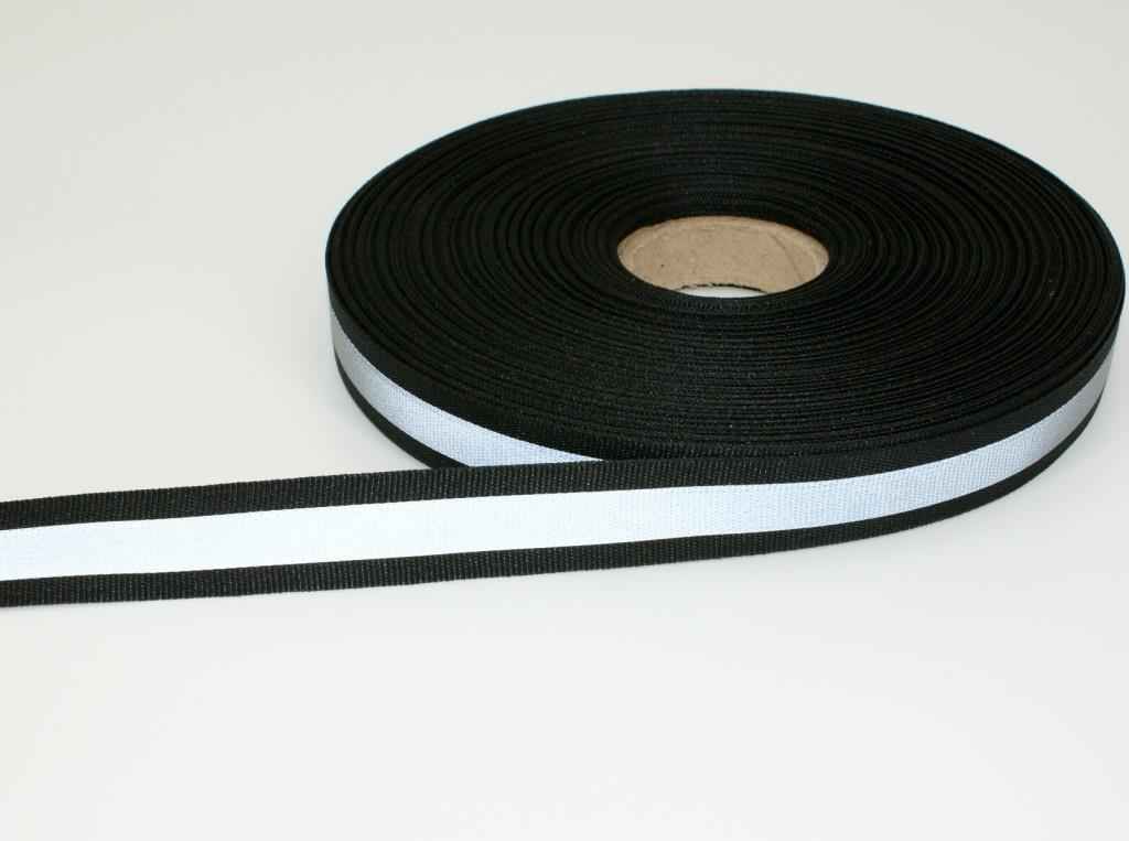 Bild von 50m Reflektierendes Band / Reflektorband 20mm breit - schwarz - zum Aufnähen