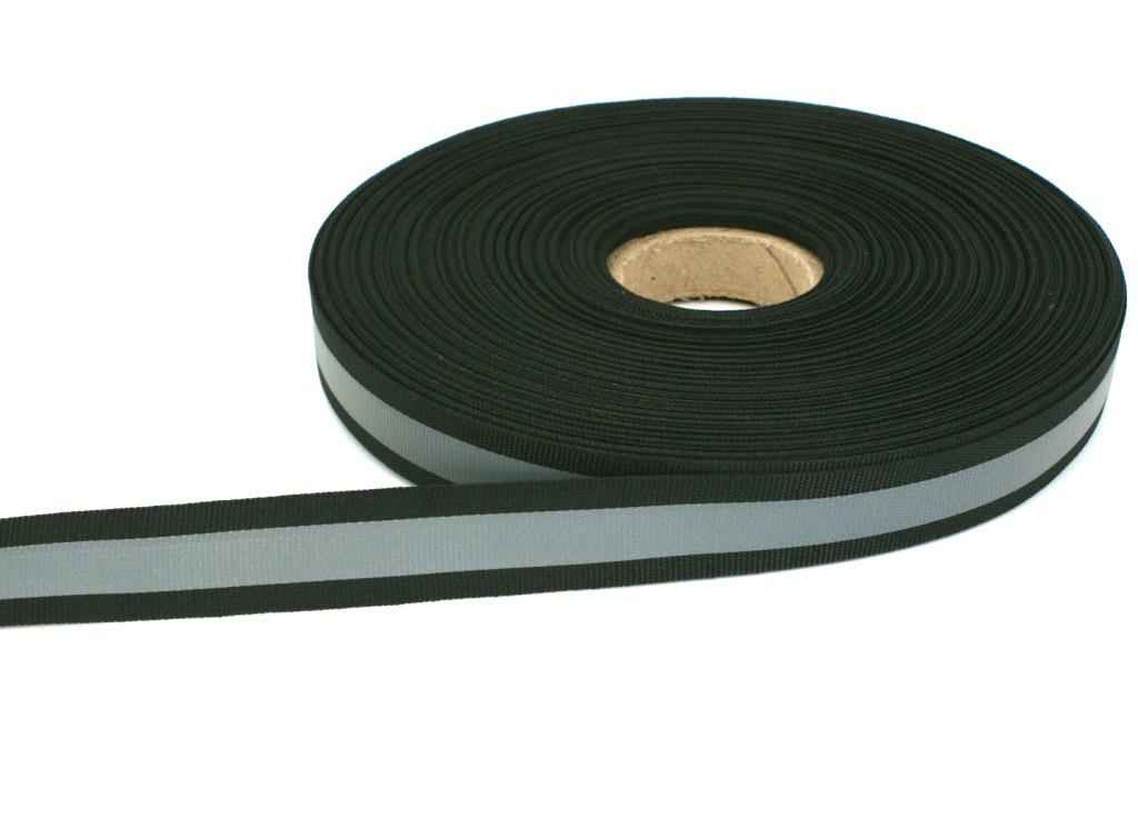 Bild von 50m Reflektierendes Band / Reflektorband 20mm breit - schwarz - zum Aufnähen