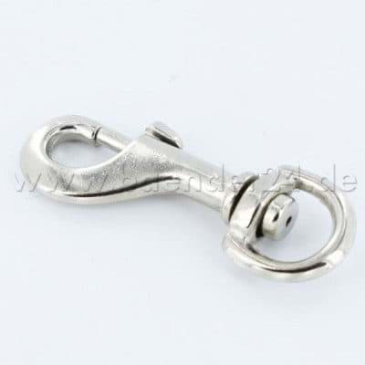 Bild von Bolzenkarabiner 6cm lang - Zinkdruckguss - mit drehbarem, rundem Wirbel - 1 Stück