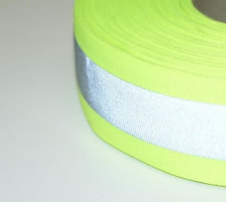 Bild von 5m Reflektierendes Band / Reflektorband 50mm breit - neongelb - zum Aufnähen