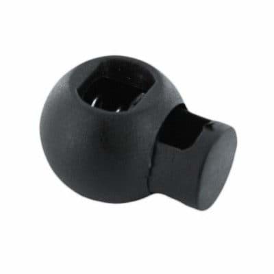 Bild von 20mm Kordelstopper mit 5mm Durchlass, Kugelform, schwarz, 1 Loch - 10 Stück