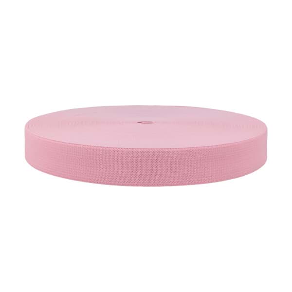 Bild von 25mm breites Gummiband aus Polyester - 25m Rolle - rosa