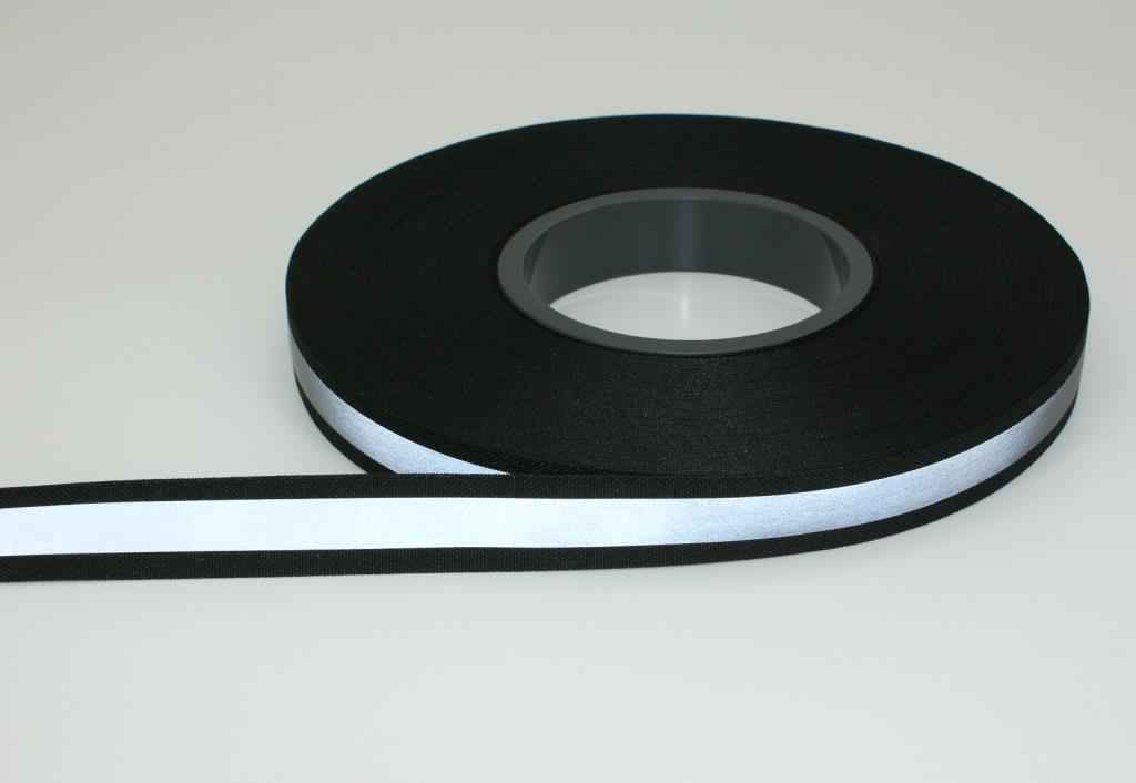 Bild von 50m Reflektorband 20mm breit - Festere Struktur - schwarz - zum Aufnähen