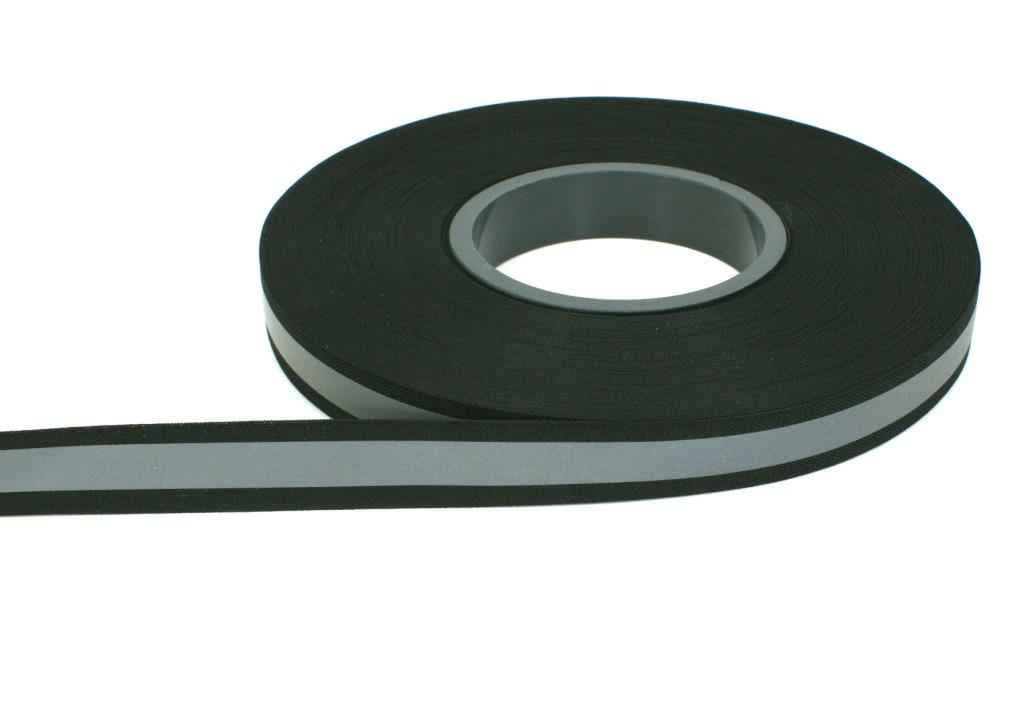 Bild von 50m Reflektorband 20mm breit - Festere Struktur - schwarz - zum Aufnähen
