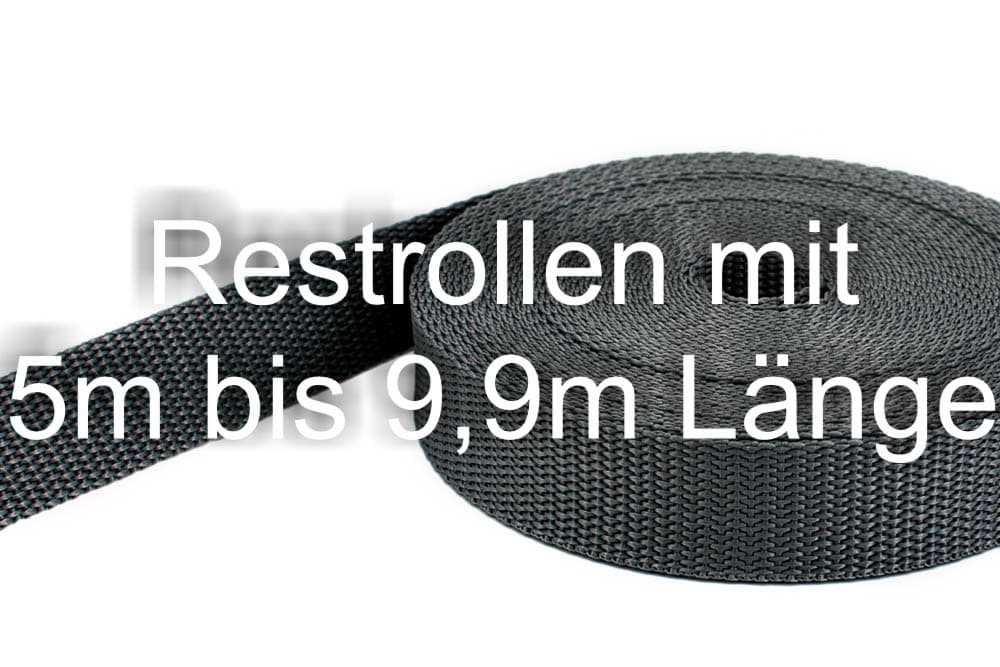 Bild von Restpostenbox 25mm breites PP-Gurtband 1,4mm stark, 50m - anthrazit (UV)